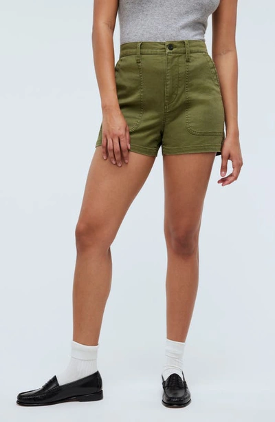 Madewell Perfect Military Twill Shorts In Desert Olive