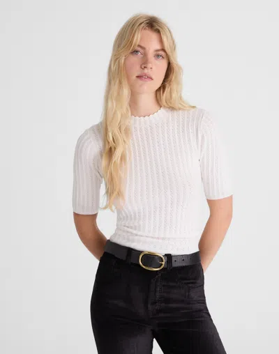 Madewell Pointelle-stitch Mockneck Sweater Tee In White
