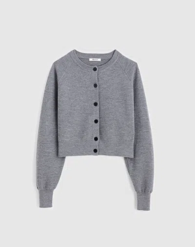 Madewell Raglan-sleeve Cropped Cardigan In Gray