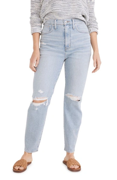 Madewell Ripped High Waist Mom Jeans In Pure White