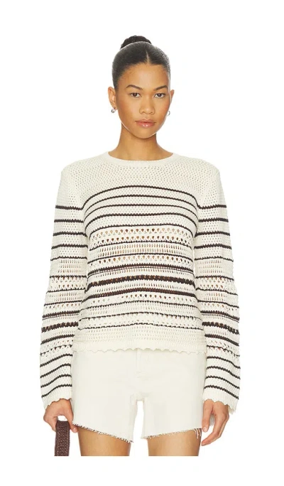 Madewell Rosie Textured Femme Pullover Sweater In Ivory & Chocolate Stripe