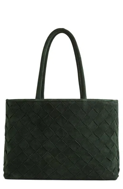 Madewell The Signature Woven Suede Tote In Luxury Forest