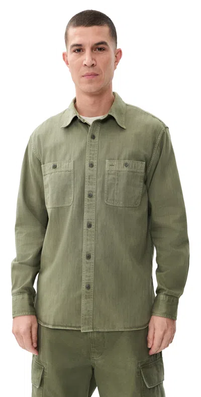Madewell Work Shirt In Cotton Olive In Green