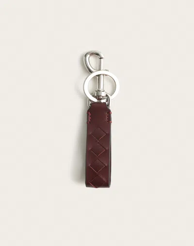 Madewell Woven Leather Keychain In Oxblood