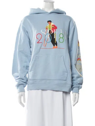 Pre-owned Madhappy Graphic Print Crew Neck Hoodie In Blue