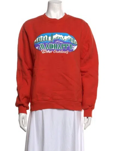 Pre-owned Madhappy Graphic Print Crew Neck Sweatshirt In Orange