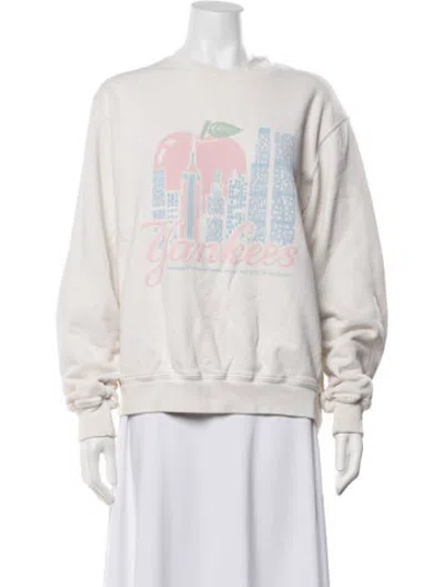 Pre-owned Madhappy Graphic Print Crew Neck Sweatshirt In White