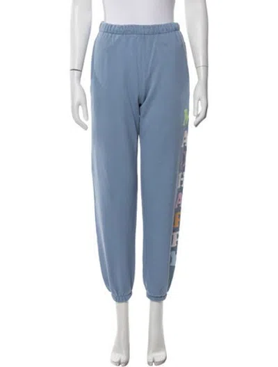 Pre-owned Madhappy Graphic Print Sweatpants In Blue