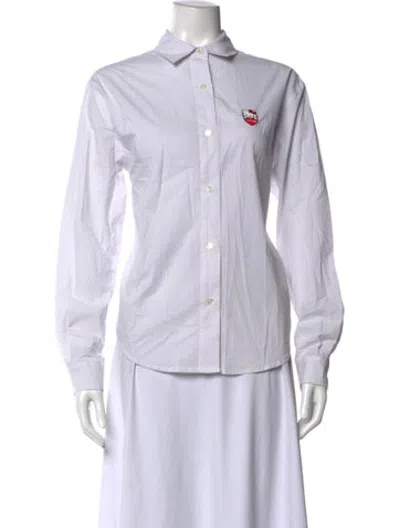 Pre-owned Madhappy Striped Long Sleeve Button-up Top In White
