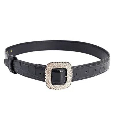 Madison Maison Croc Embossed Leather Belt In Black