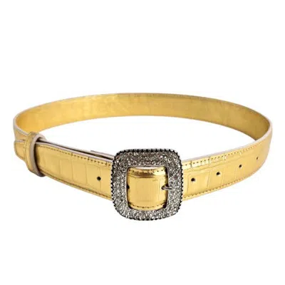 Madison Maison Croc Embossed Leather Belt In Gold