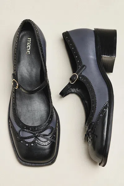 Maeve Bow Mary Jane Brogue Heels In Grey