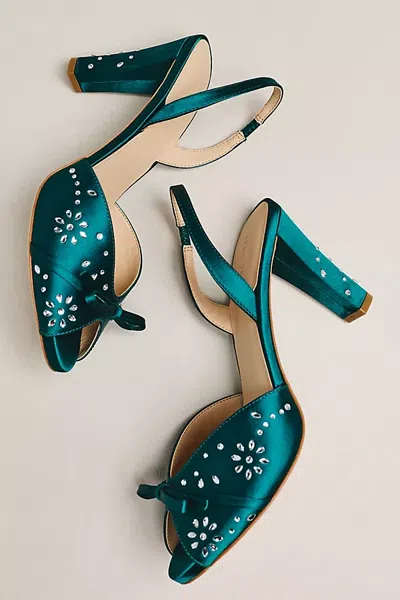 Maeve Crystal Slingback Heeled Sandals In Green