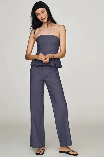 Maeve Jude Linen-blend Trousers Pants In Purple
