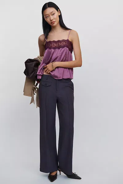 Maeve Schoolboy High Rise Wide Leg Trousers Pants In Pink