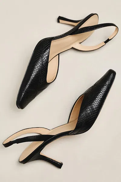 Maeve Square Toe Slingback Heels In Black