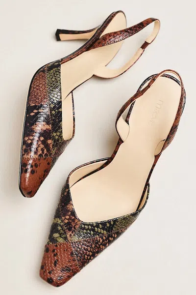 Maeve Square Toe Slingback Heels In Brown