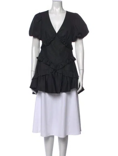 Pre-owned Maggie Marilyn V-neck Short Sleeve Top In Black
