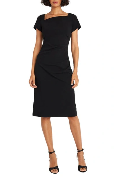 Maggy London Ruched Cap Sleeve Sheath Dress In Black
