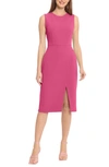 Maggy London Sleeveless Wrap Knee Length Dress In Energy Pink