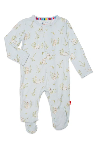 Magnetic Me Babies' Hoppily Ever After Bunny Print Footie In Blue