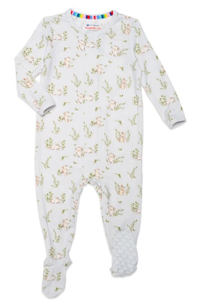 Magnetic Me Babies' Hoppily Ever After Bunny Print Footie In Blue