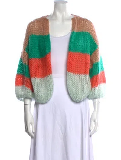 Pre-owned Maiami Mohair Striped Sweater In Green