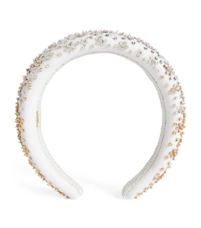 Maison Ava Kids'  Beaded Belle Blue Headband In White