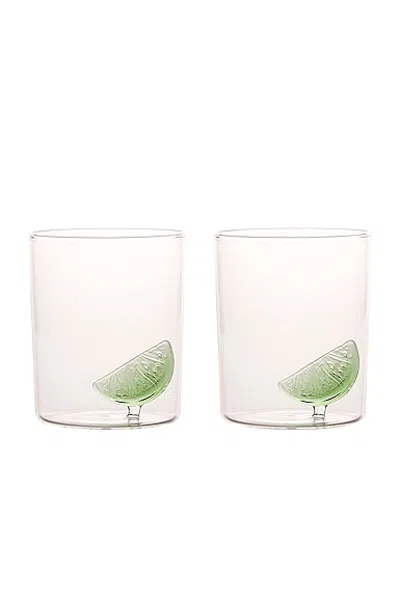 Maison Balzac Gin And Tonic Glass Set Of 2 In Clear & Green