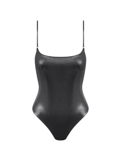 Maison Close Metallic-effect Swimsuit In Black