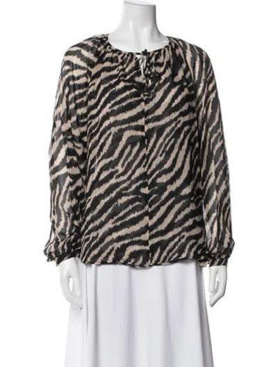 Pre-owned Maison Common Silk Animal Print Blouse W/ Tags In Multicolor