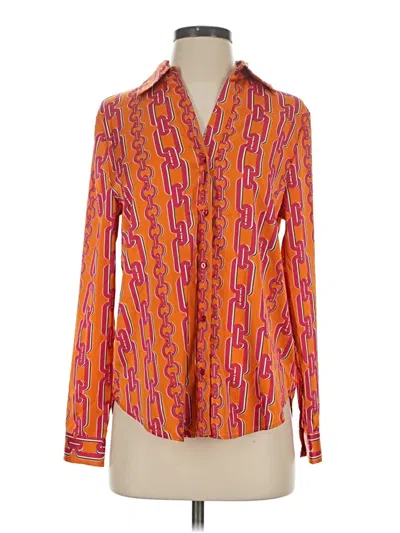 Pre-owned Maison D' Amelie Long Sleeve Blouse In Orange