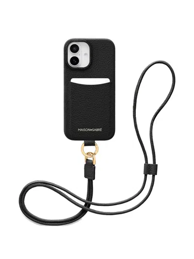 Maison De Sabre Card Slot Sling Phone Case In Black