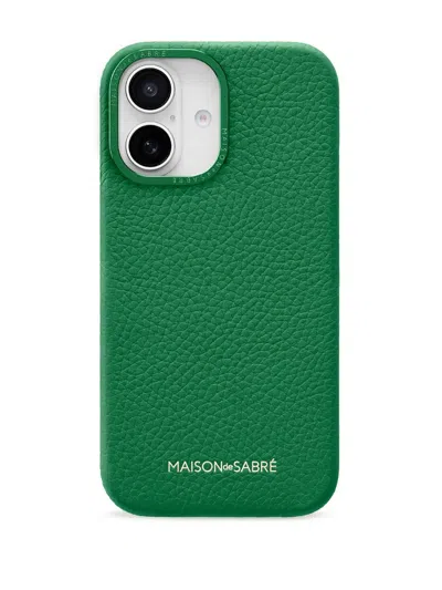 Maison De Sabre Iphone 15 Pro Leather Card-slot Phone Case In Green