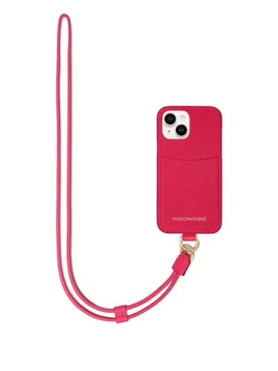 Maison De Sabre Iphone 15 Rope Card Slot Phone Case In Pink