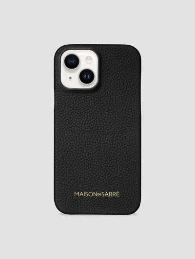Maison De Sabre Leather Phone Case (iphone 15) In Black Caviar