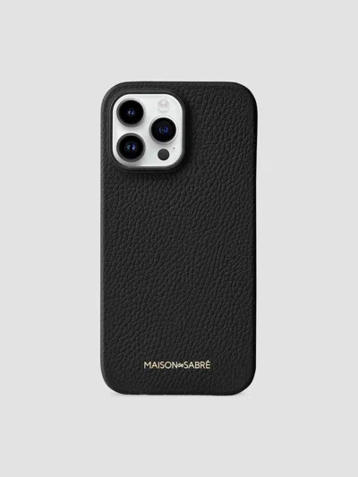 Maison De Sabre Leather Phone Case (iphone 15 Pro Max) In Black Caviar