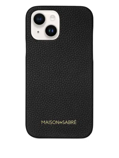 Maison De Sabre Pebbled Leather Phone Case In Black