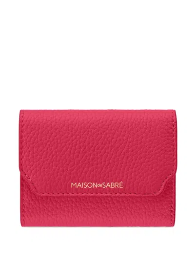 Maison De Sabre Pebbled Leather Trifold Wallet In Pink