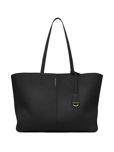 Maison De Sabre Zipped Leather Soft Tote In Black