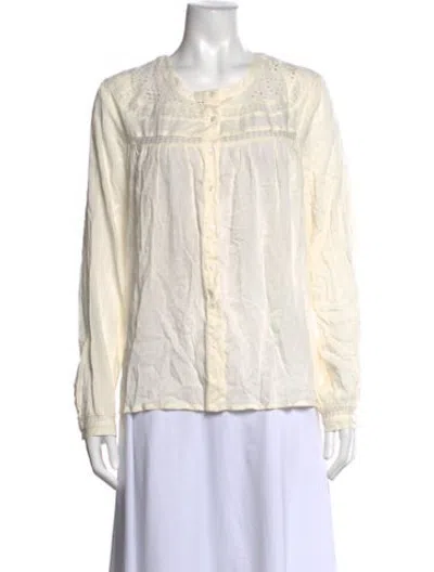 Pre-owned Maison Hotel Crew Neck Long Sleeve Blouse W/ Tags In Neutrals