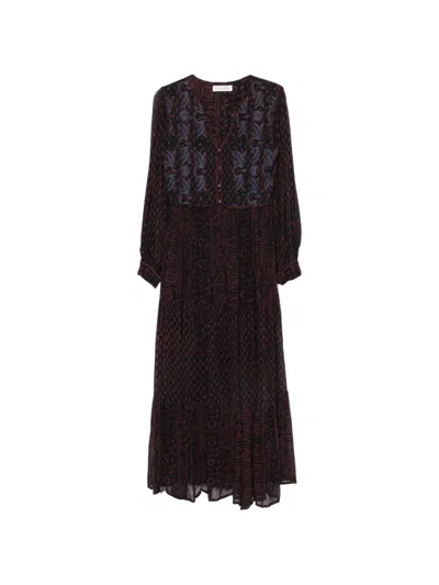 Maison Hotel Embroidered Maxi Dress In Brown