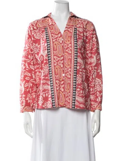 Pre-owned Maison Hotel Paisley Print V-neck Blouse In Multicolor