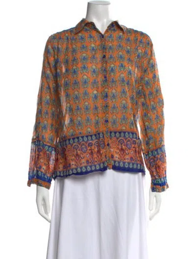Pre-owned Maison Hotel Printed Long Sleeve Top In Multicolor