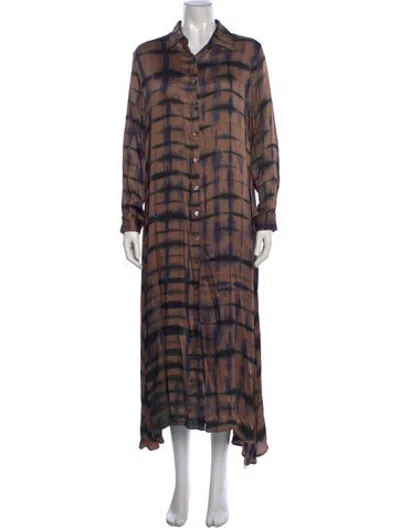 Pre-owned Maison Hotel Tie-dye Print Long Dress In Brown