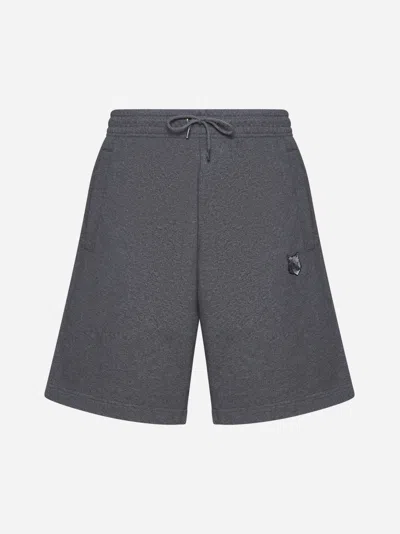 Maison Kitsuné Fox Head Patch Cotton Shorts In Dark Grey Melange