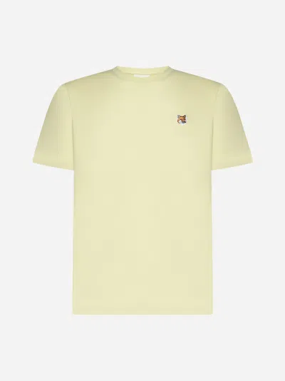Maison Kitsuné Fox Head Patch Cotton T-shirt In Chalk Yellow