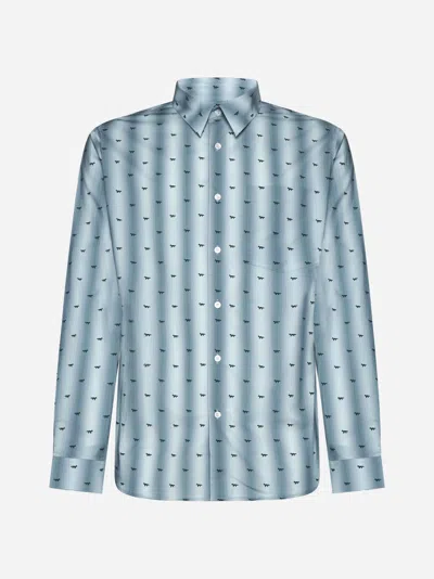 Maison Kitsuné Fox Logo Print Cotton Shirt In Sage