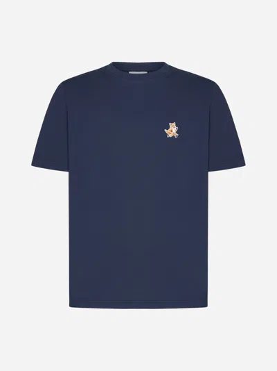 Maison Kitsuné Speedy Fox Patch Cotton T-shirt In Blue