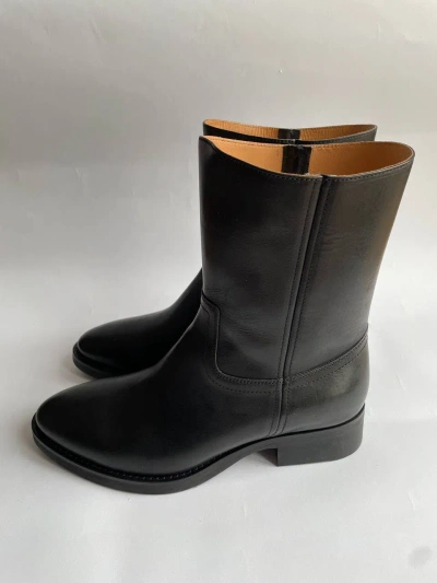 Pre-owned Maison Margiela Almond Toe Ankle Boots Tabi Leather Black